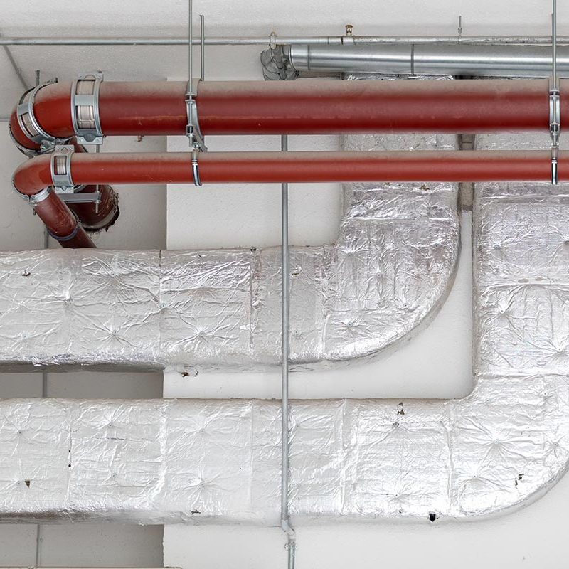 Industrial air ducts and water pipes HVAC system